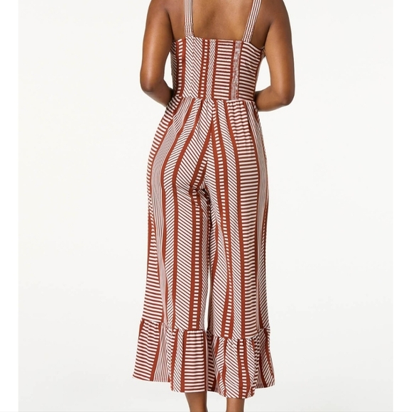 Cato Blue and White Striped Jumpsuit with Ruffle Hem NWOT - Picture 16 of 16